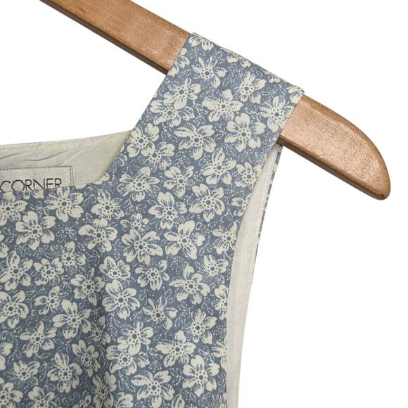 Vintage Casual Corner Women's SZ 8 Blue Floral Lined Sleeveless Fitted Dress - Picture 4 of 11